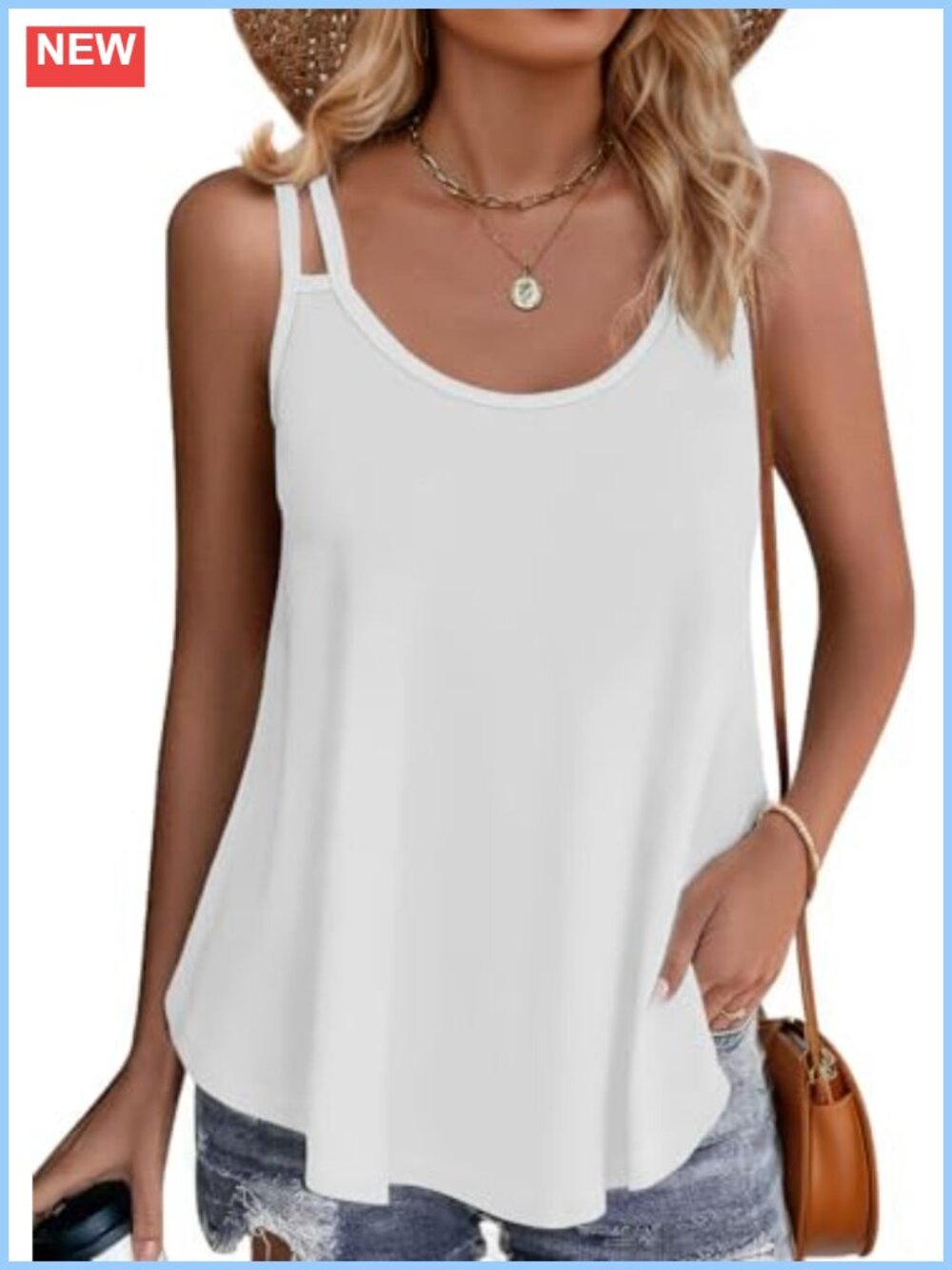 Flowy Sleeveless Tank Top Spaghetti Strap Scoop Neck